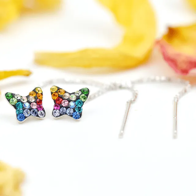 Margeluta.dincristal Mini Butterfly cercei argint 925 curcubeu 65mm