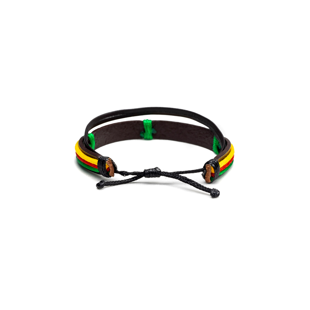 CrisFeather Rasta Bob brățară piele negru tricolor bărbați