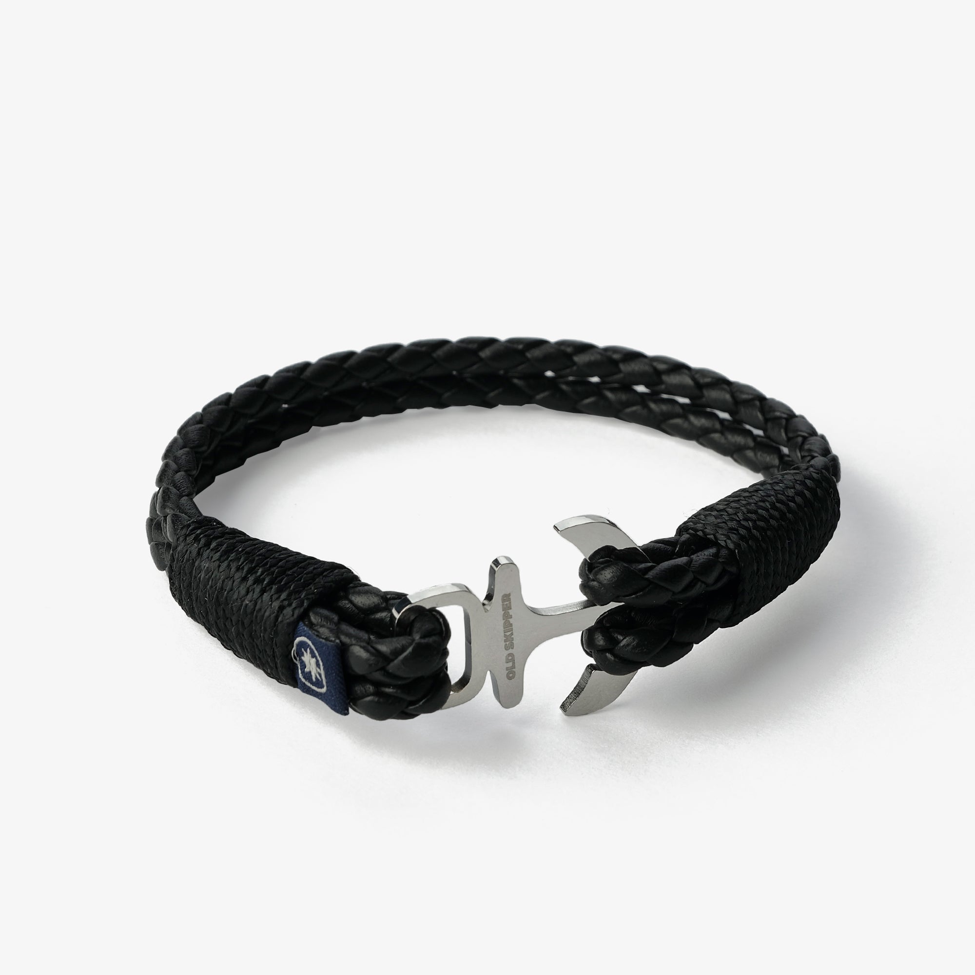 Old Skipper Black Pearl brățară piele împletită ancoră