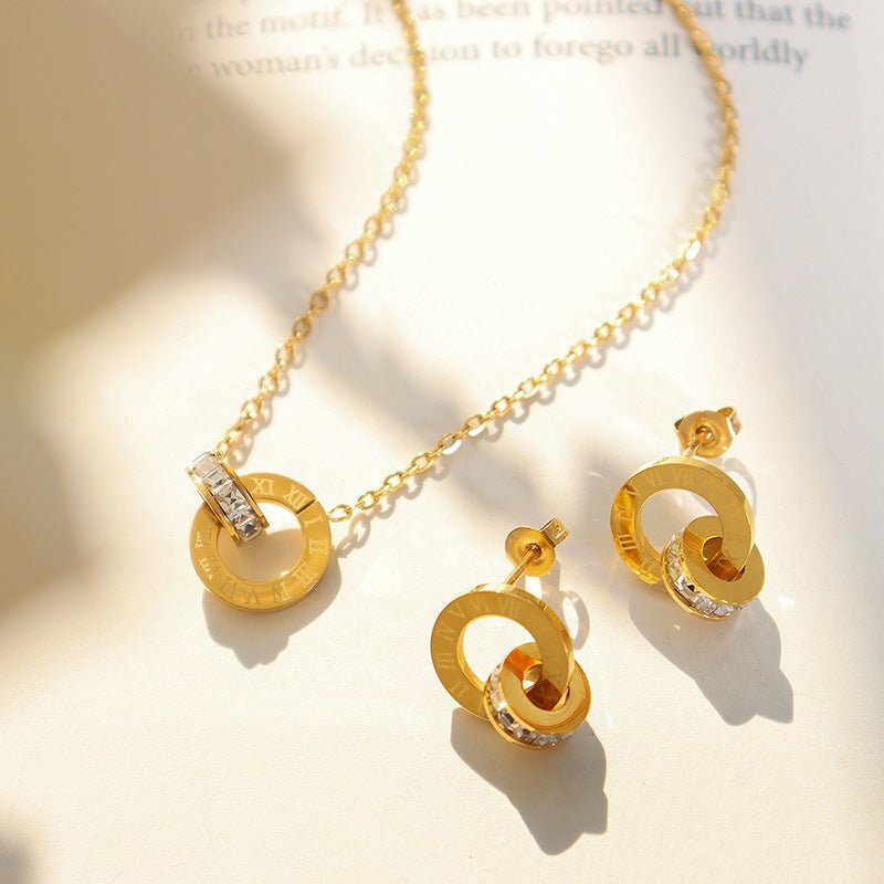 Rafini Simple set lantisor + cercei placat aur 18K