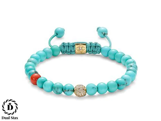 Dualstax Pietre Turcuaz bratara coral rosu 6mm