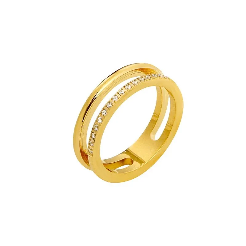 Rafini Duette inel placat aur 18K marimea 7