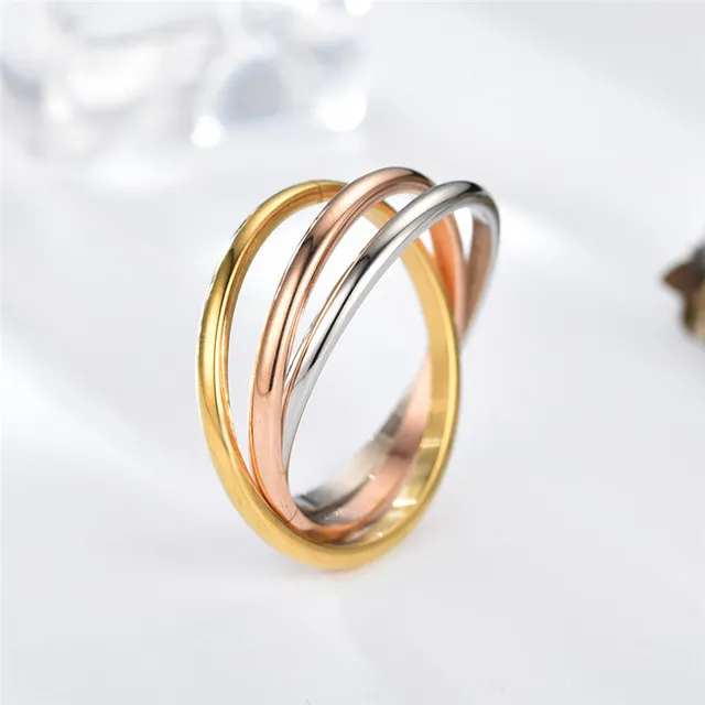 Rafini Trilogy inel placat aur alb 18K marimea 6