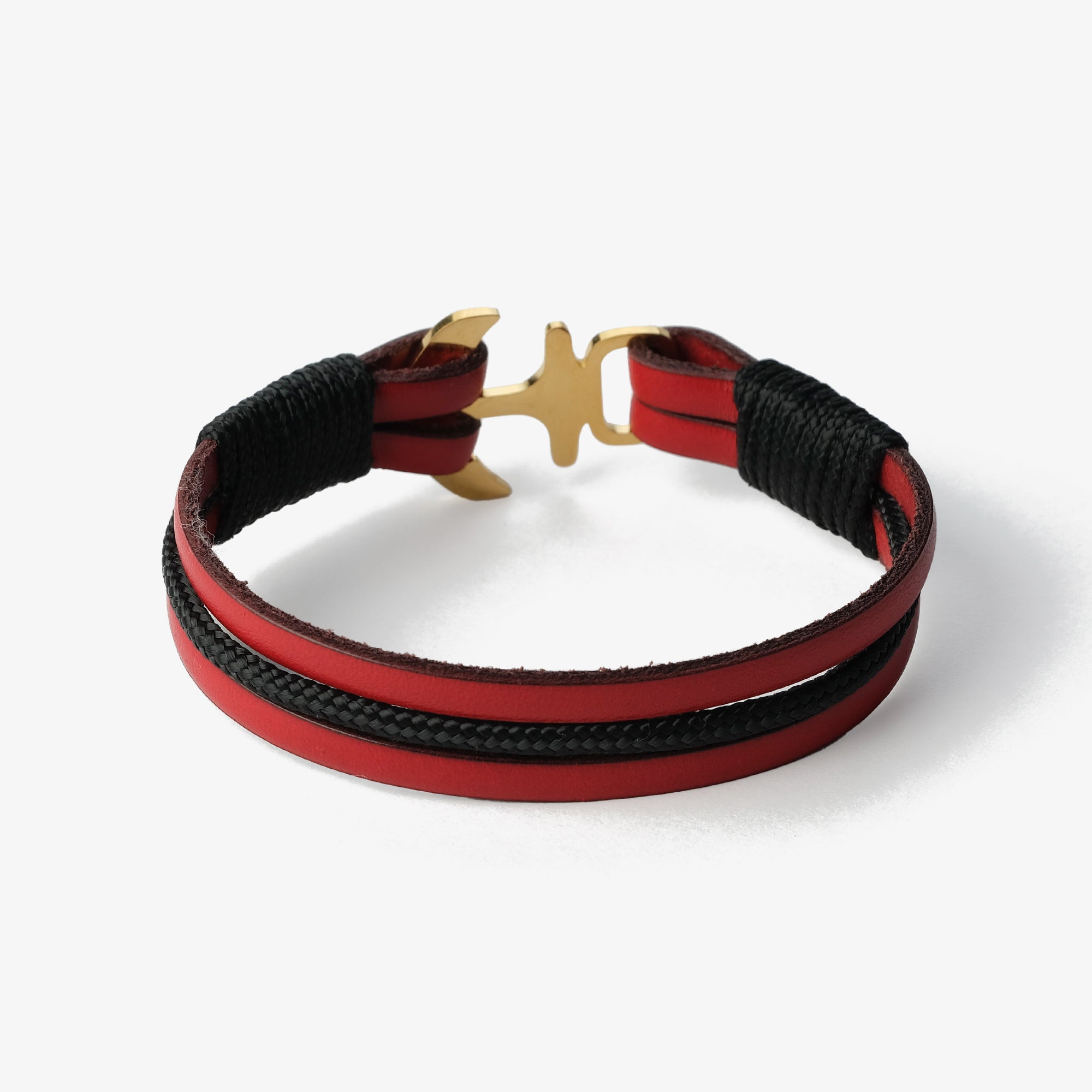 Old Skipper Scarlet Golden bratara piele ancora aurie 18 cm