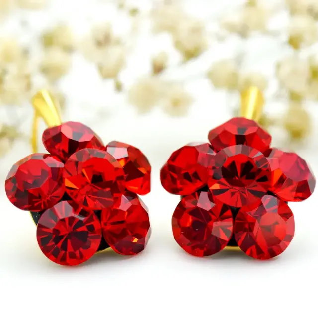 Mărgeluța Big Chaton Red Flower cercei argint aurit roșu