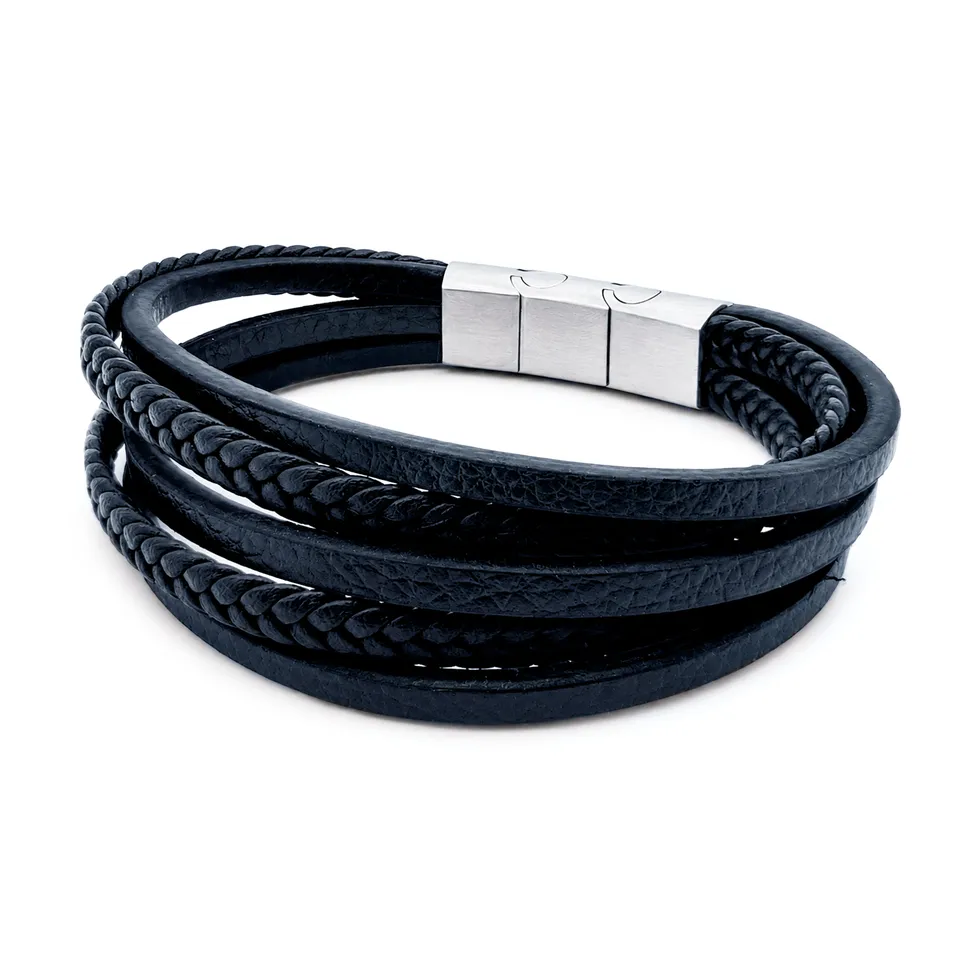 Frank 1967 Thick Multi-Strand bratara piele albastra 21 cm