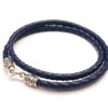 DualStax Lotus brățară piele bleumarin argint 925 4 mm
