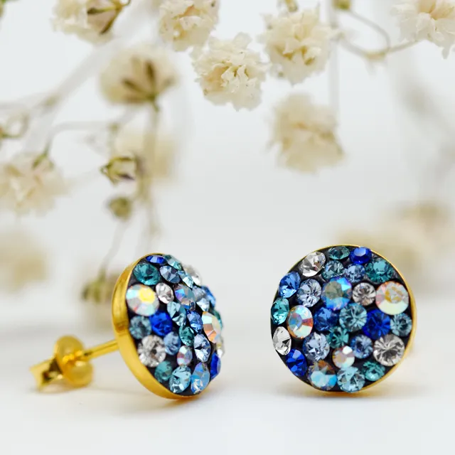 Chaton Ball Blue Multicolor cercei argint suflat aur 10mm