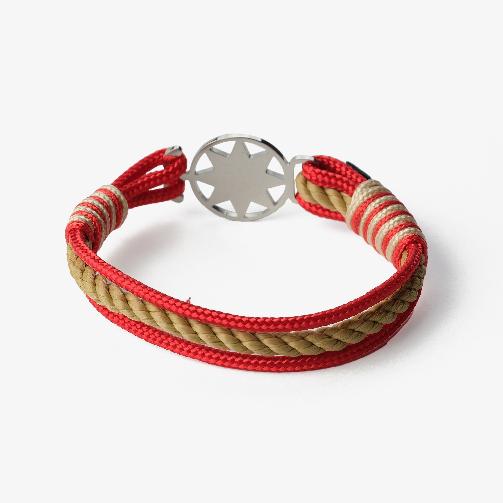 Old Skipper Red Sands brățară sfoară roșu-bej stea