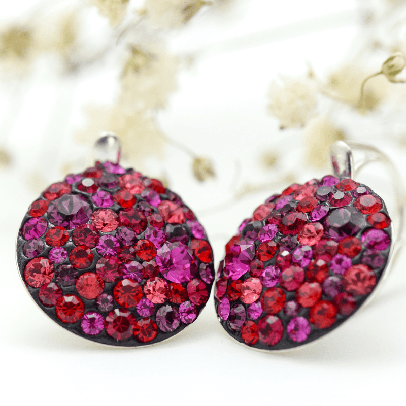 Chaton Queen Fuchsia cercei argint 925 handmade 18 mm