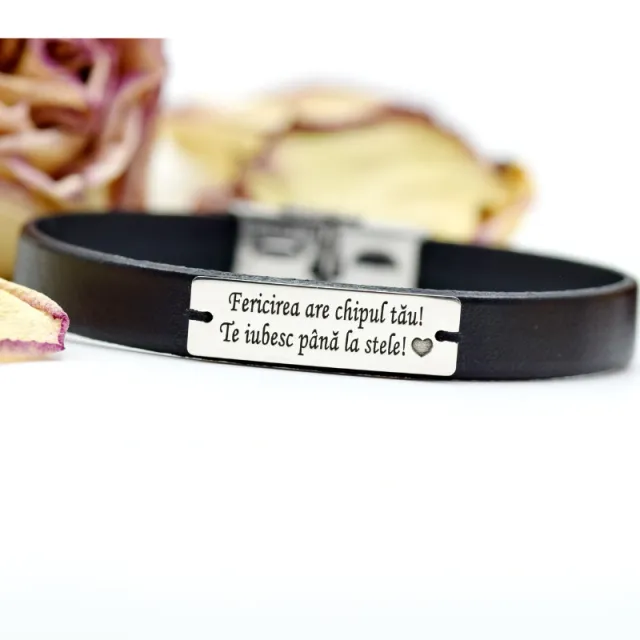 Mărgeluța din Cristal brățară piele personalizată argint 925