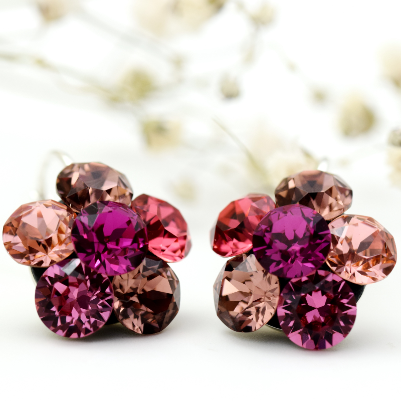 Margeluta Big Chaton Flower cercei Rose Bloom argint 925