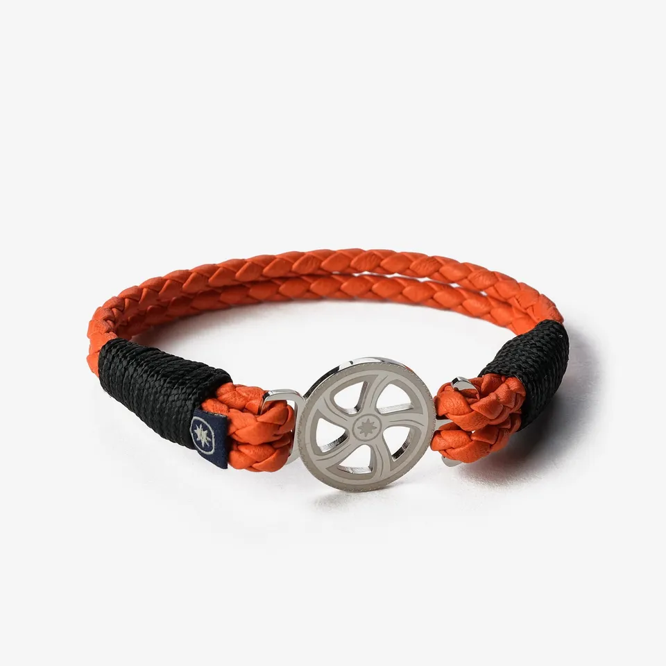 Old Skipper Twist bratara nappa carma portocaliu-negru