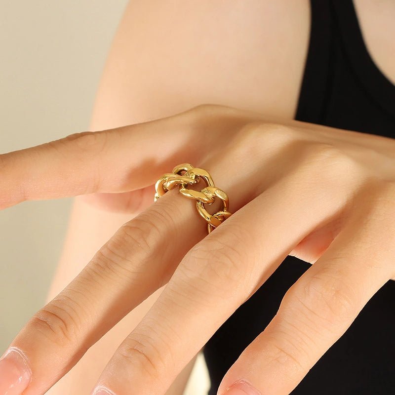 Rafini Luxe Chain inel reglabil placat aur