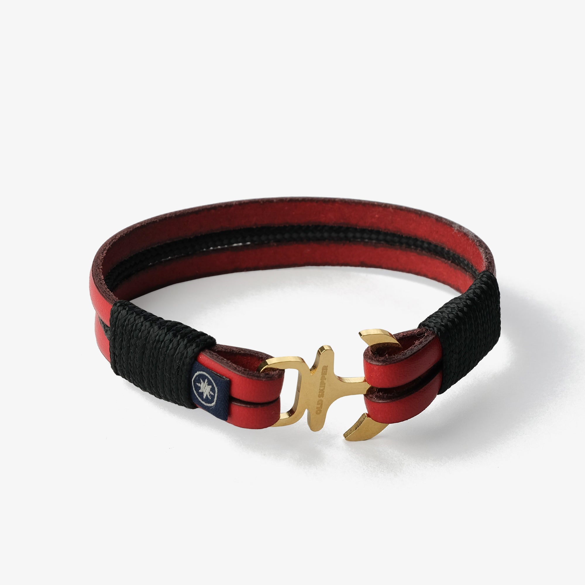 Old Skipper Scarlet Golden brățară piele timonă roșu