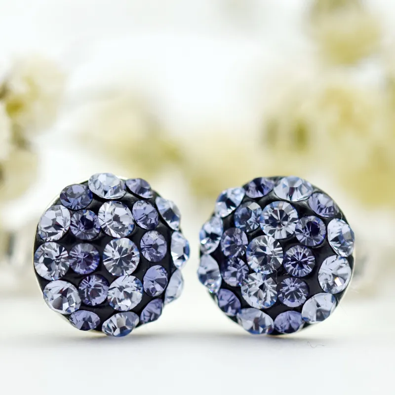Margeluta.dincristal Mini Chaton Ball Purple cercei argint 925 0,8mm
