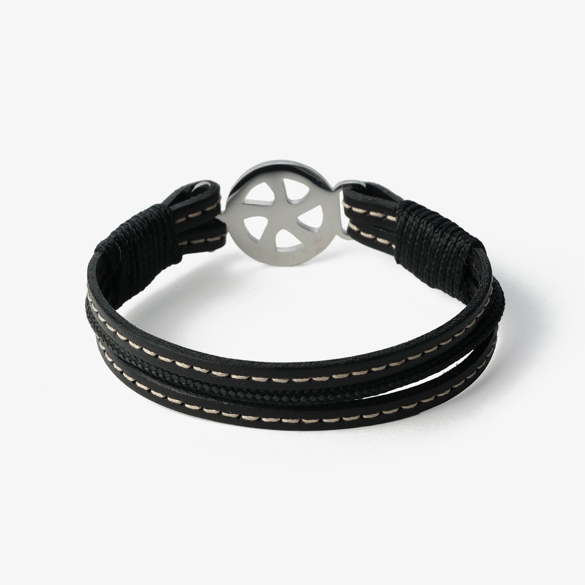Old Skipper Midnight Noir bratara piele neagra wheel