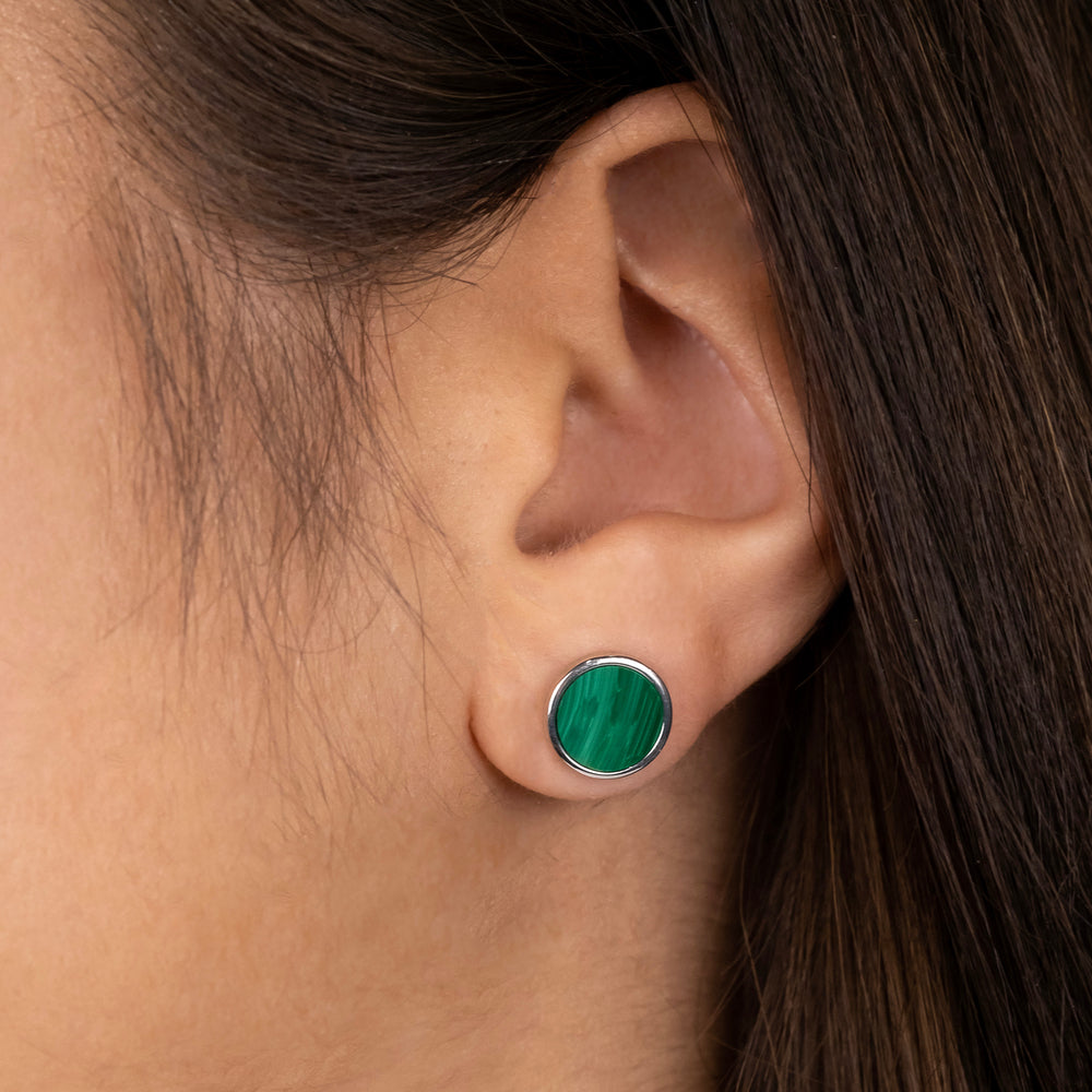 Engelsrufer Powerful Stone cercei argint malachit verde