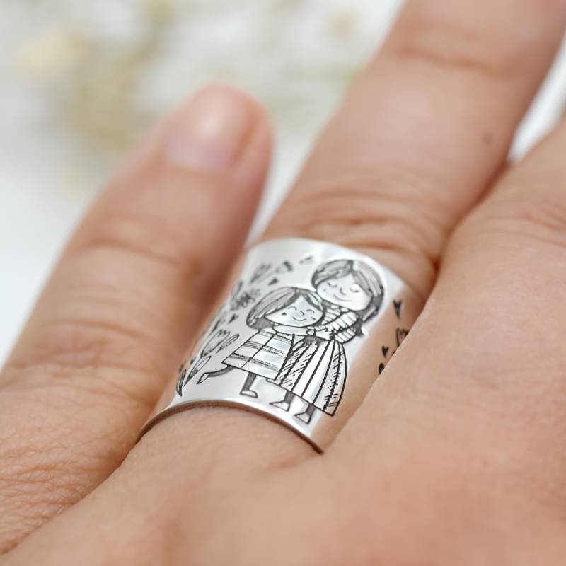 Margeluta.dincristal Legătura Eternă Mamă-Fiică inel argint