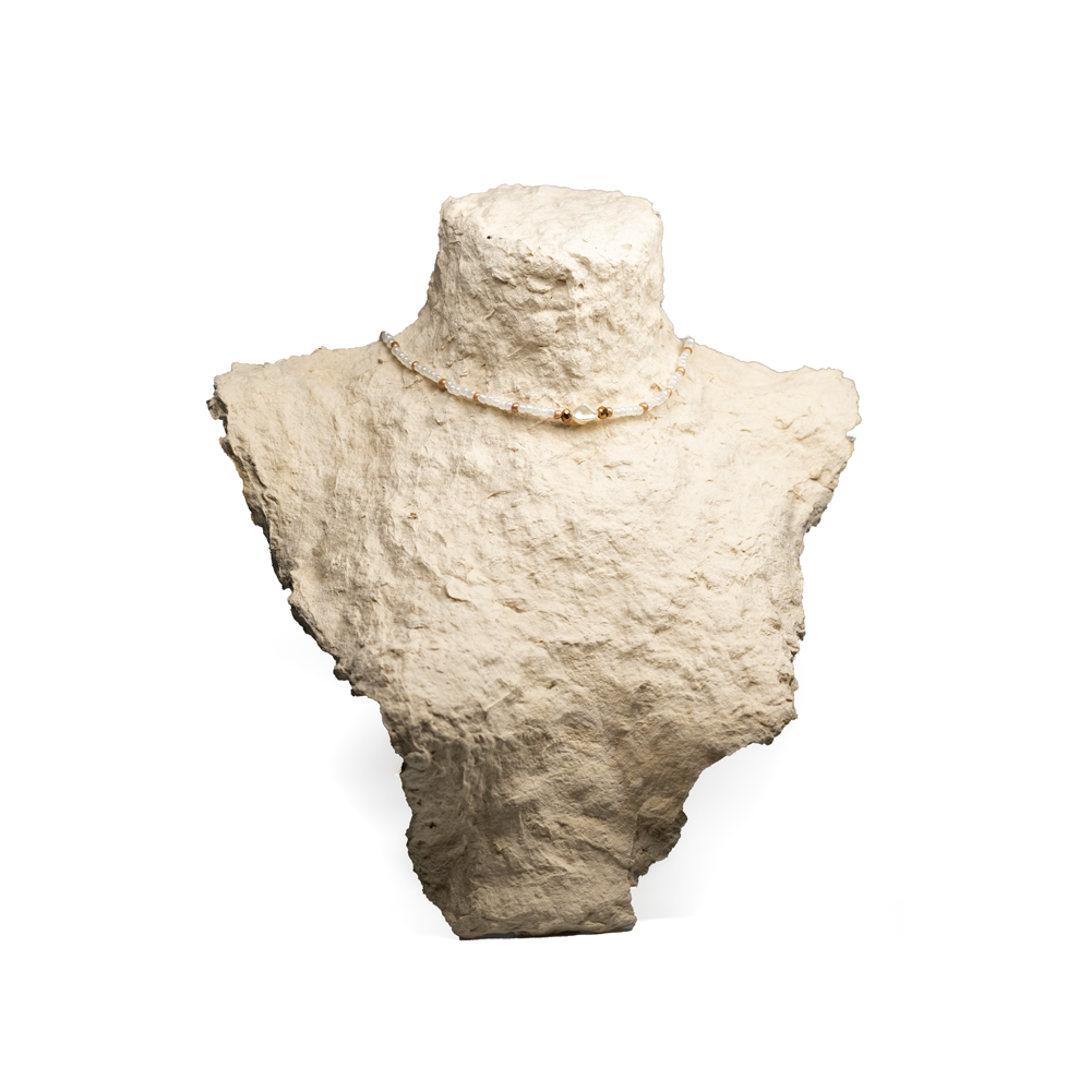 CrisFeather Snow Drops choker margele alb perlat