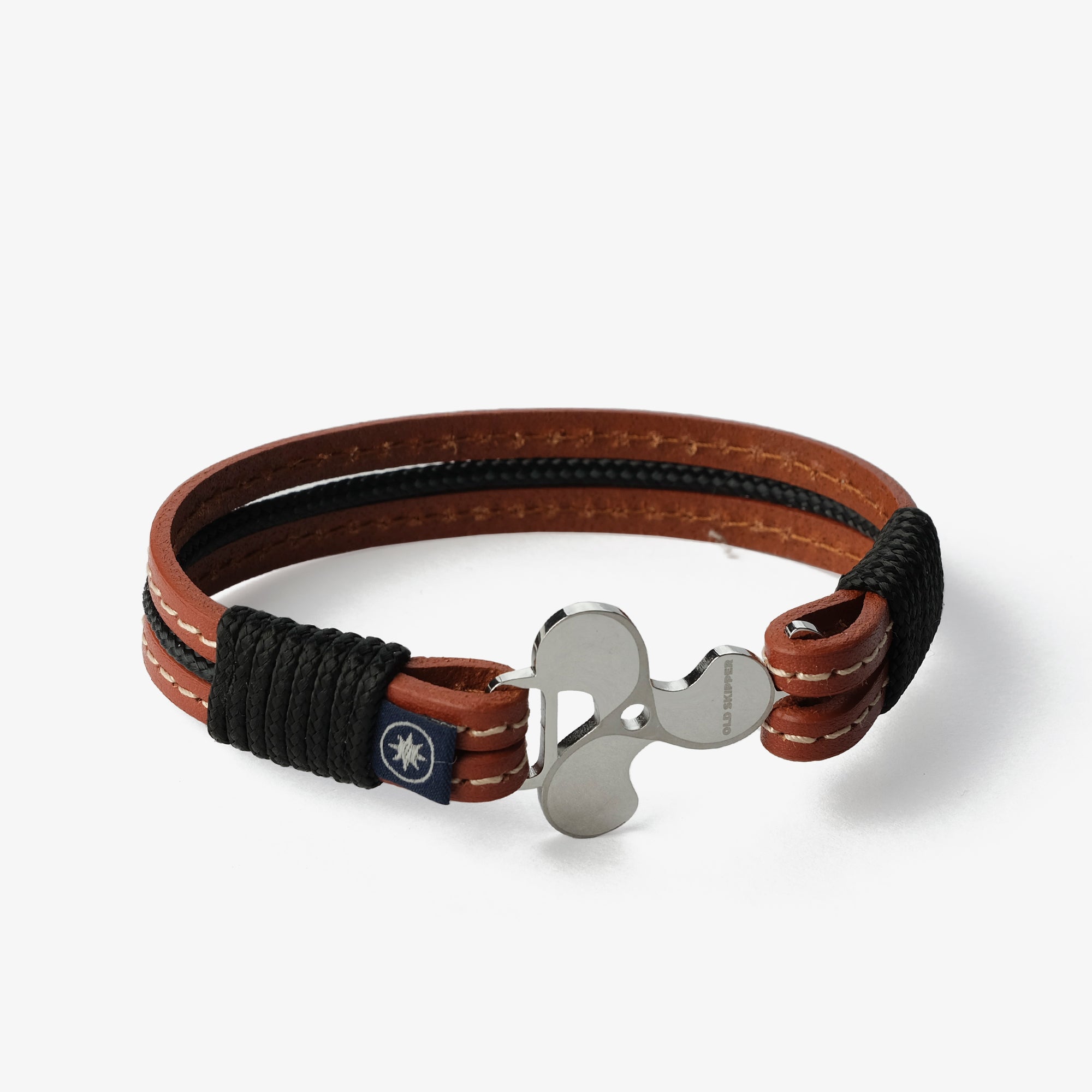 Old Skipper Earth's Embrace brățară piele ancoră maro 18cm