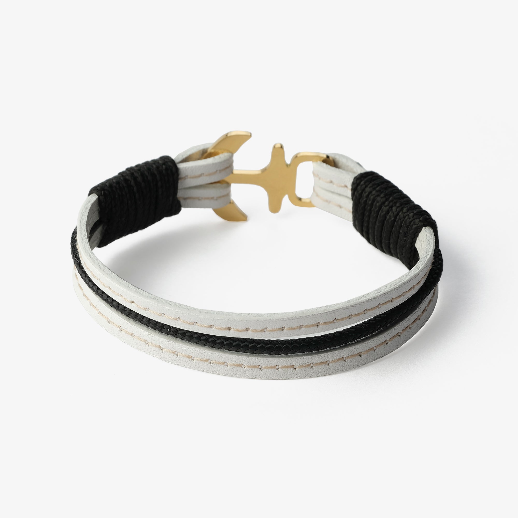 Old Skipper Ivory Luxe bratara alba ancora aurie