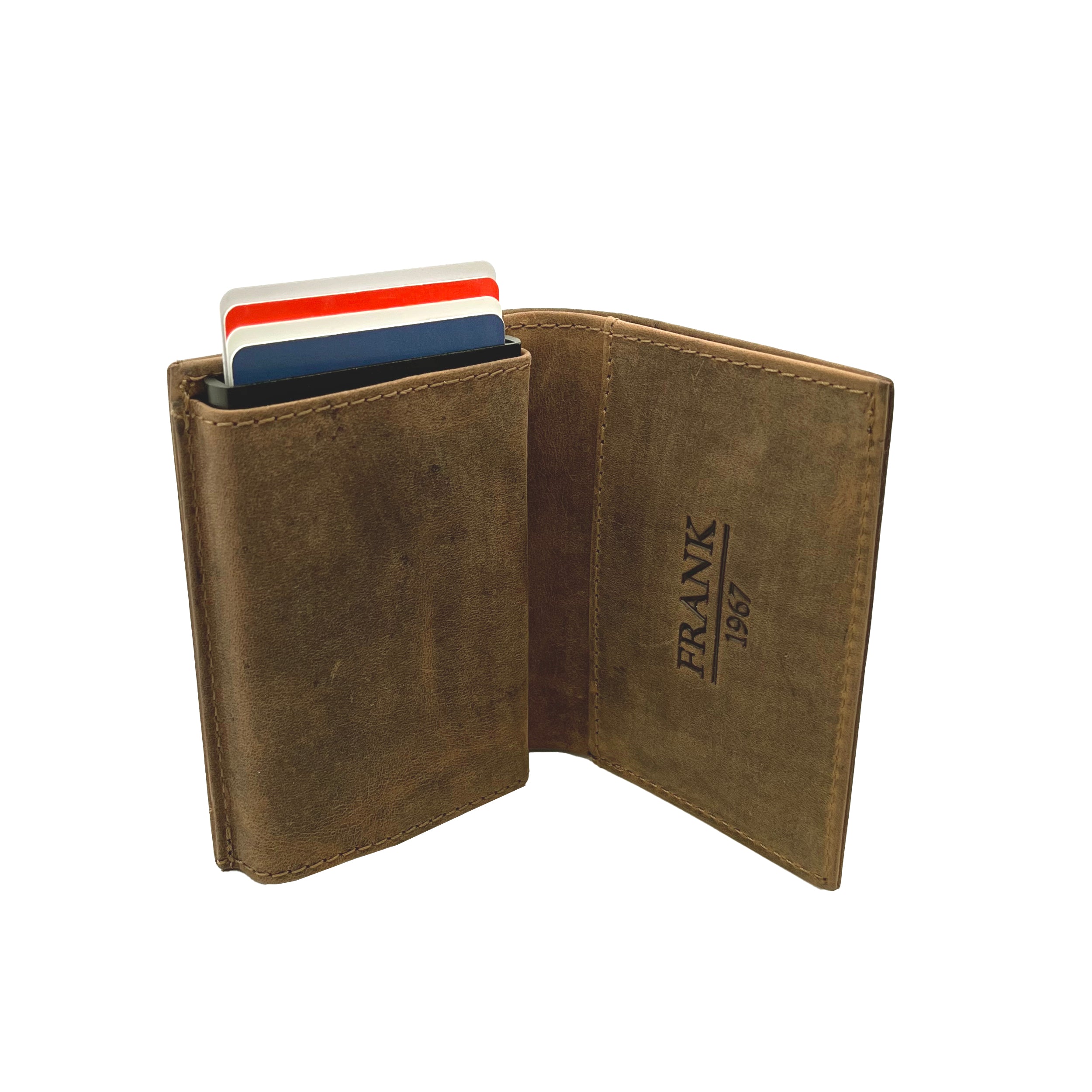 Frank 1967 Leather Card portofel piele negru pop-up