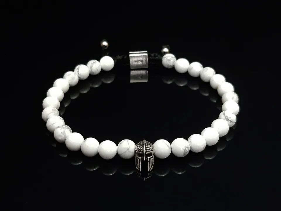 Dualstax White Spartan brățară howlit 6mm argint