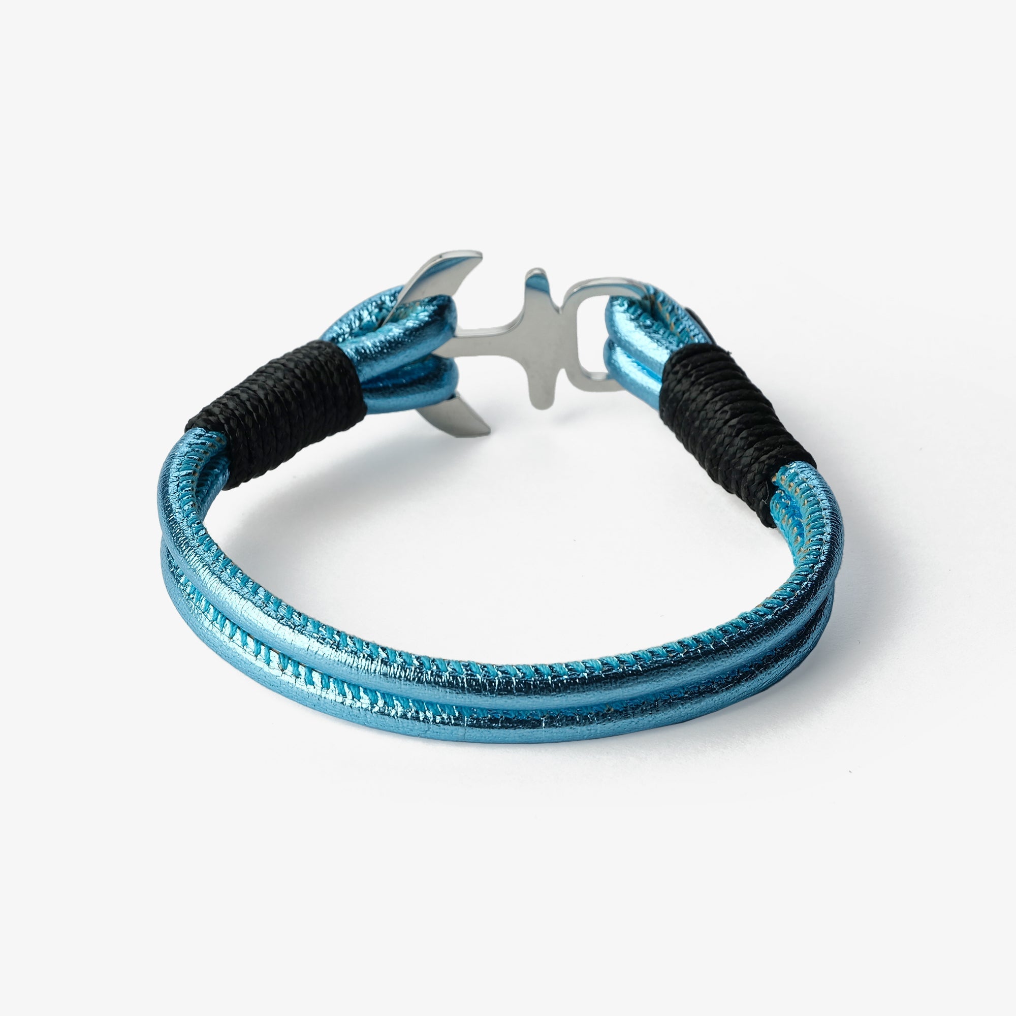 Old Skipper Sea Breeze bratara piele ancora albastru-negru