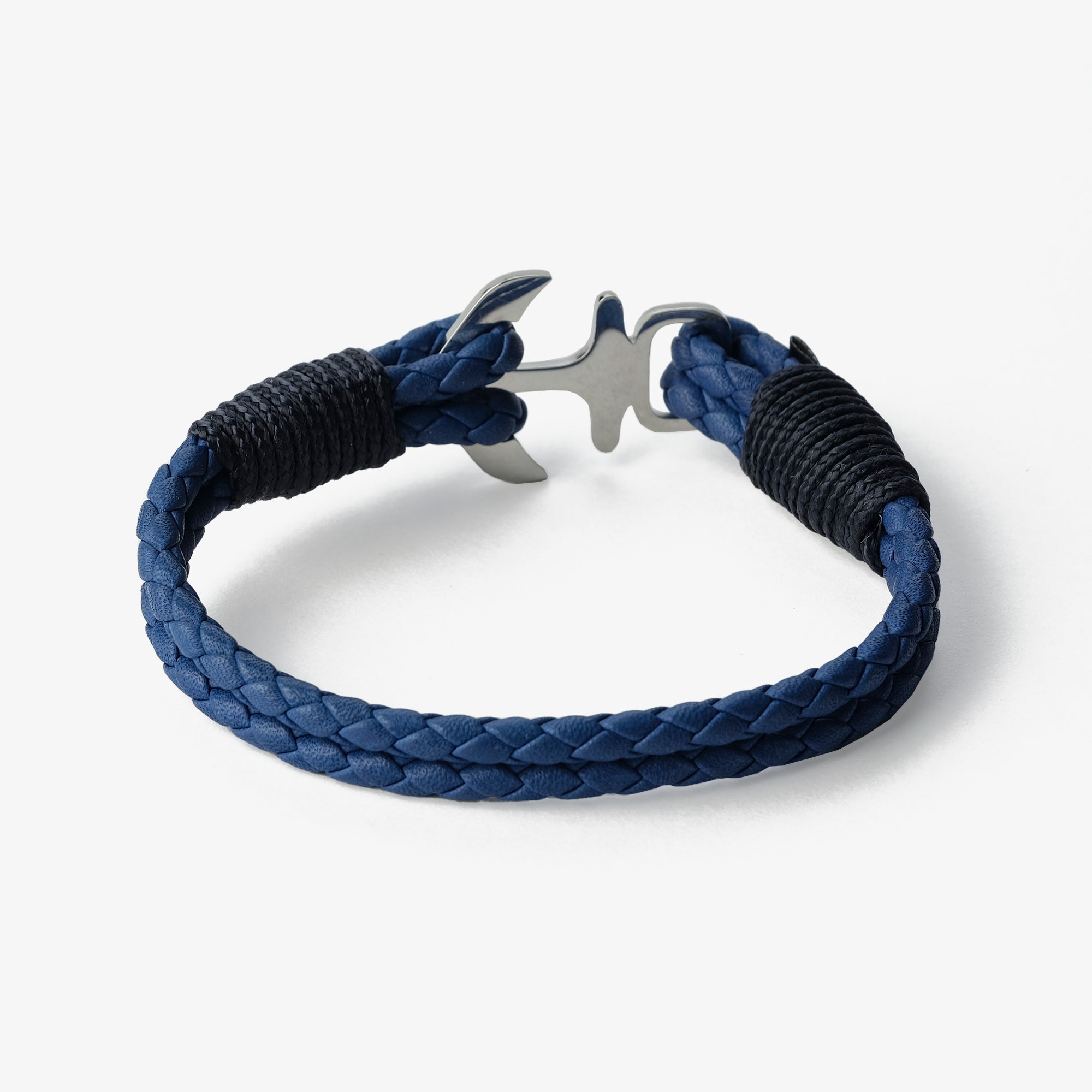 Old Skipper Blue Wave bratara piele albastra ancora