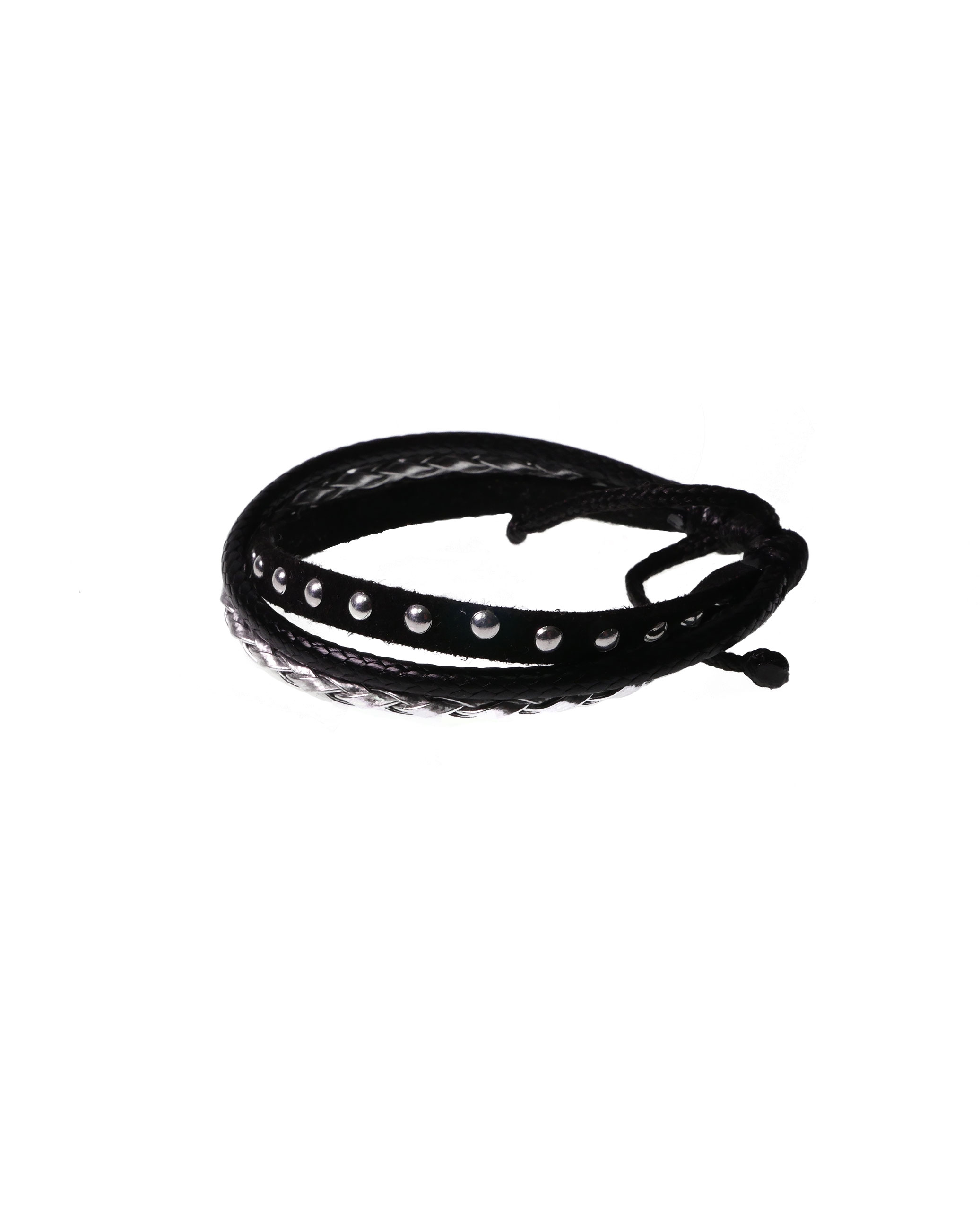 CrisFeather MagicSpot brățară piele negru-argintiu