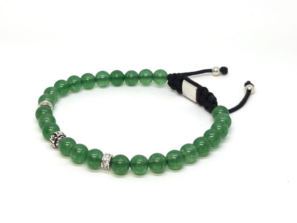Dualstax Cuarț Verde brățară argint 6mm reglabilă