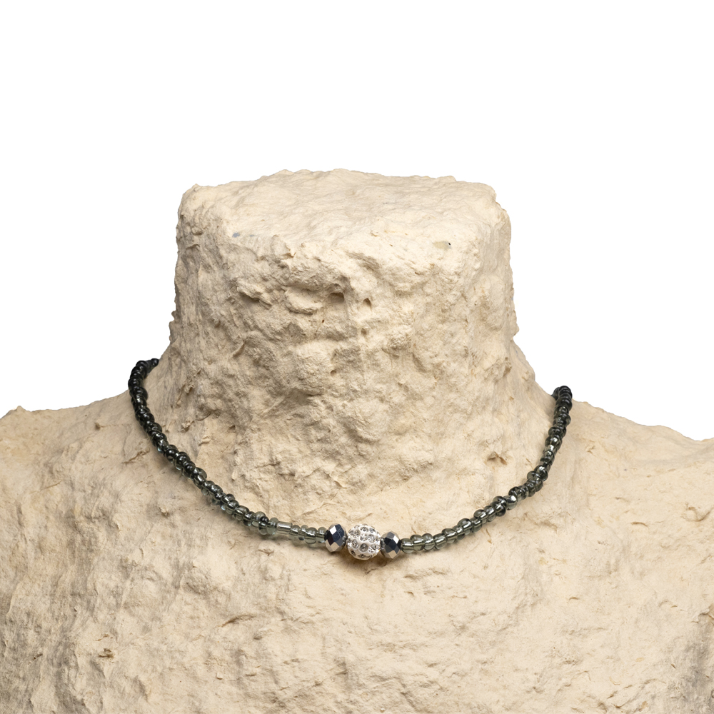 CrisFeather Accesorii Cinderella choker margele alb