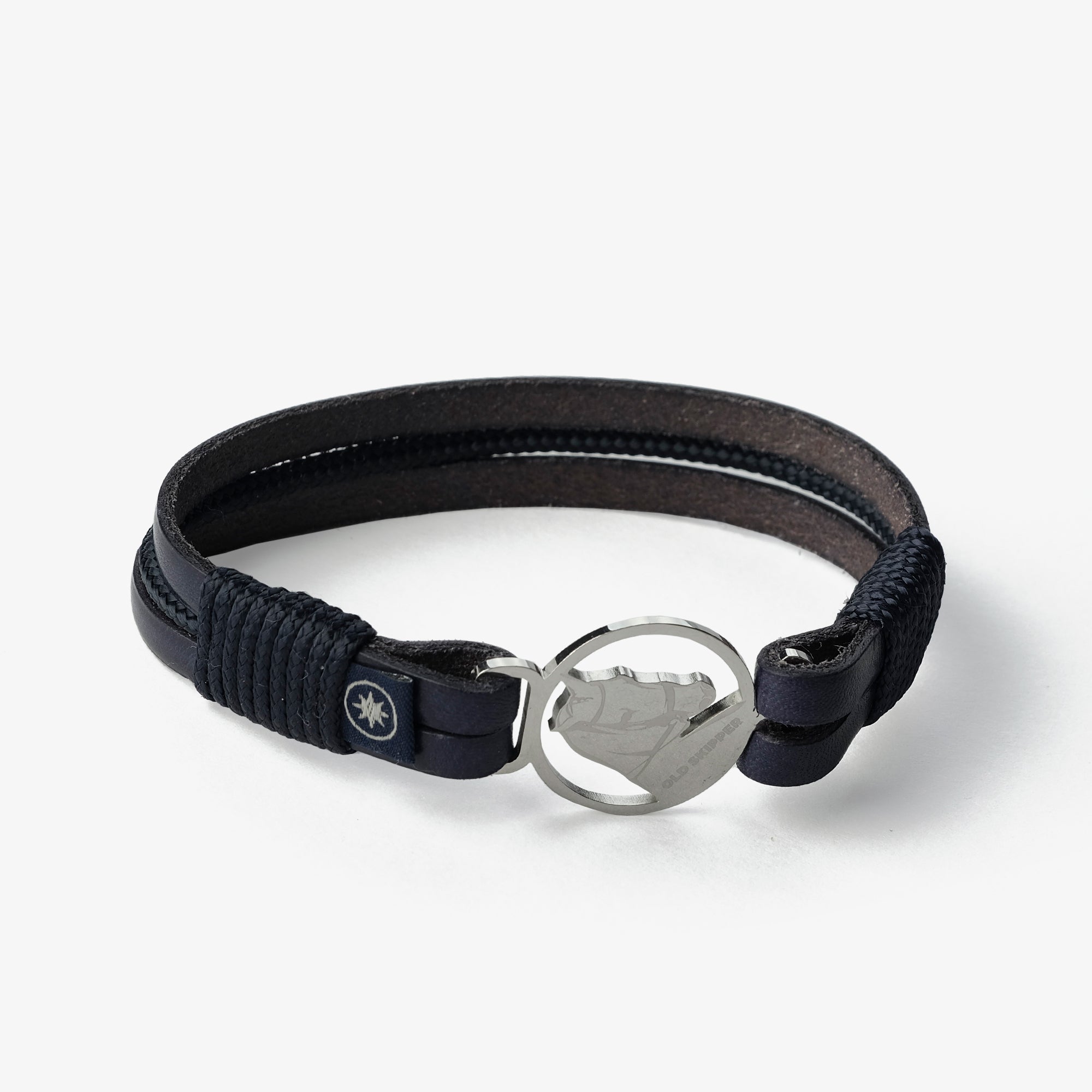 Old Skipper Sailor's Solace bratara piele elice bleumarin