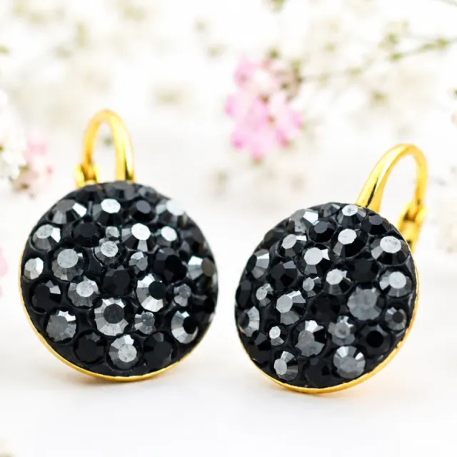 Margeluta.dincristal Chaton Ball cercei leverback negru auriu