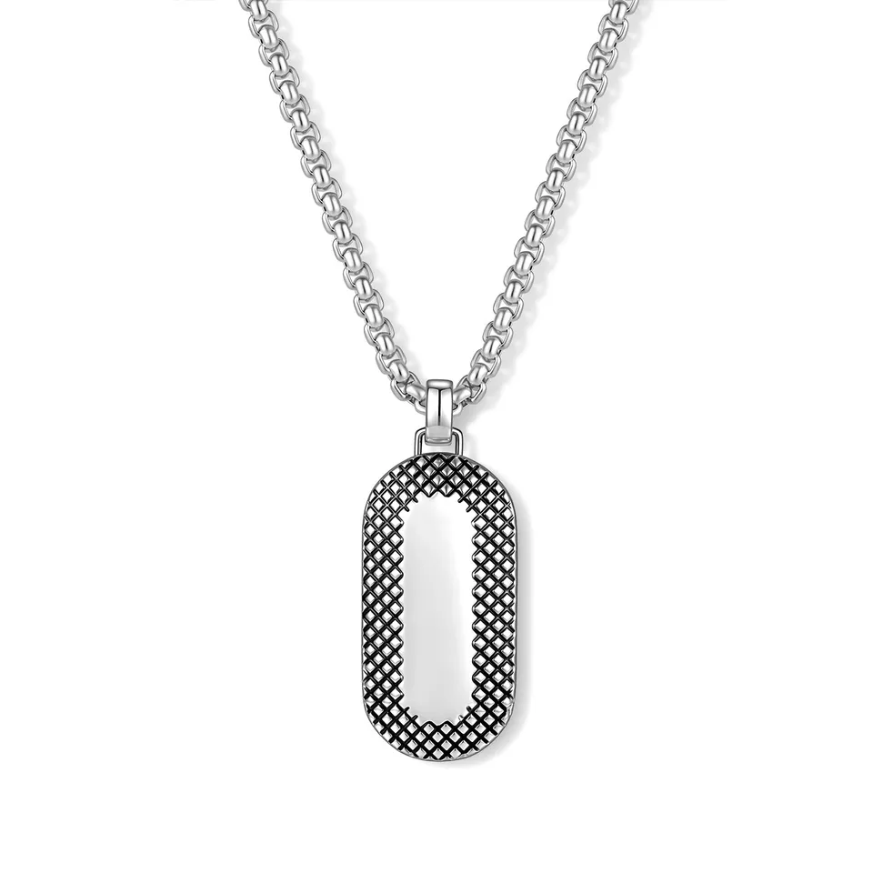 Frank 1967 Open Dog Tag colier oțel texturat