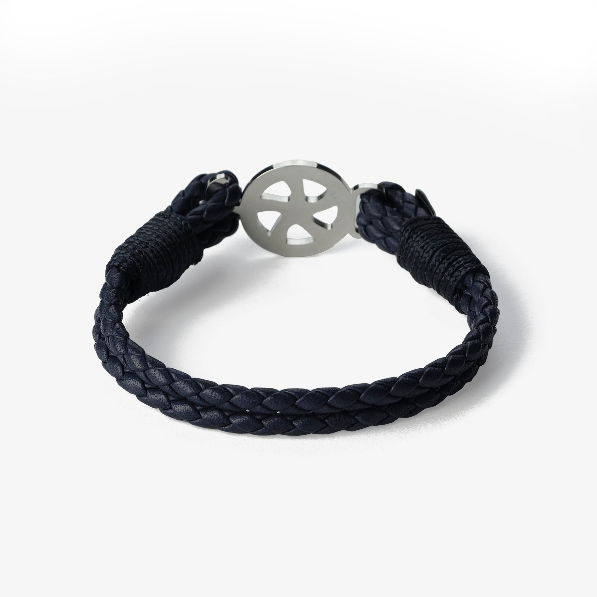 Old Skipper Black Pearl brățară piele neagră împletită ancoră