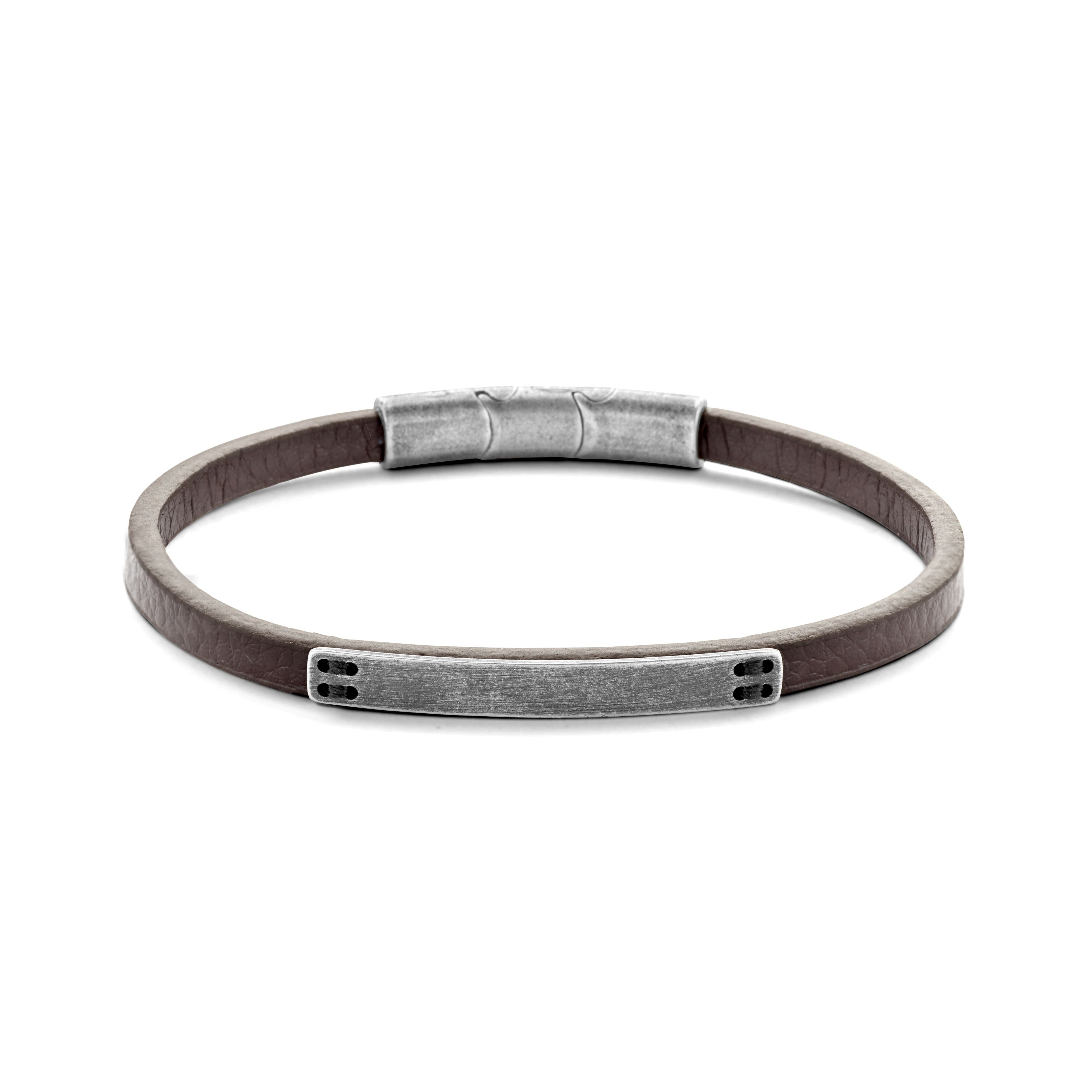 Frank 1967 Aged Steel bratara piele neagra otel