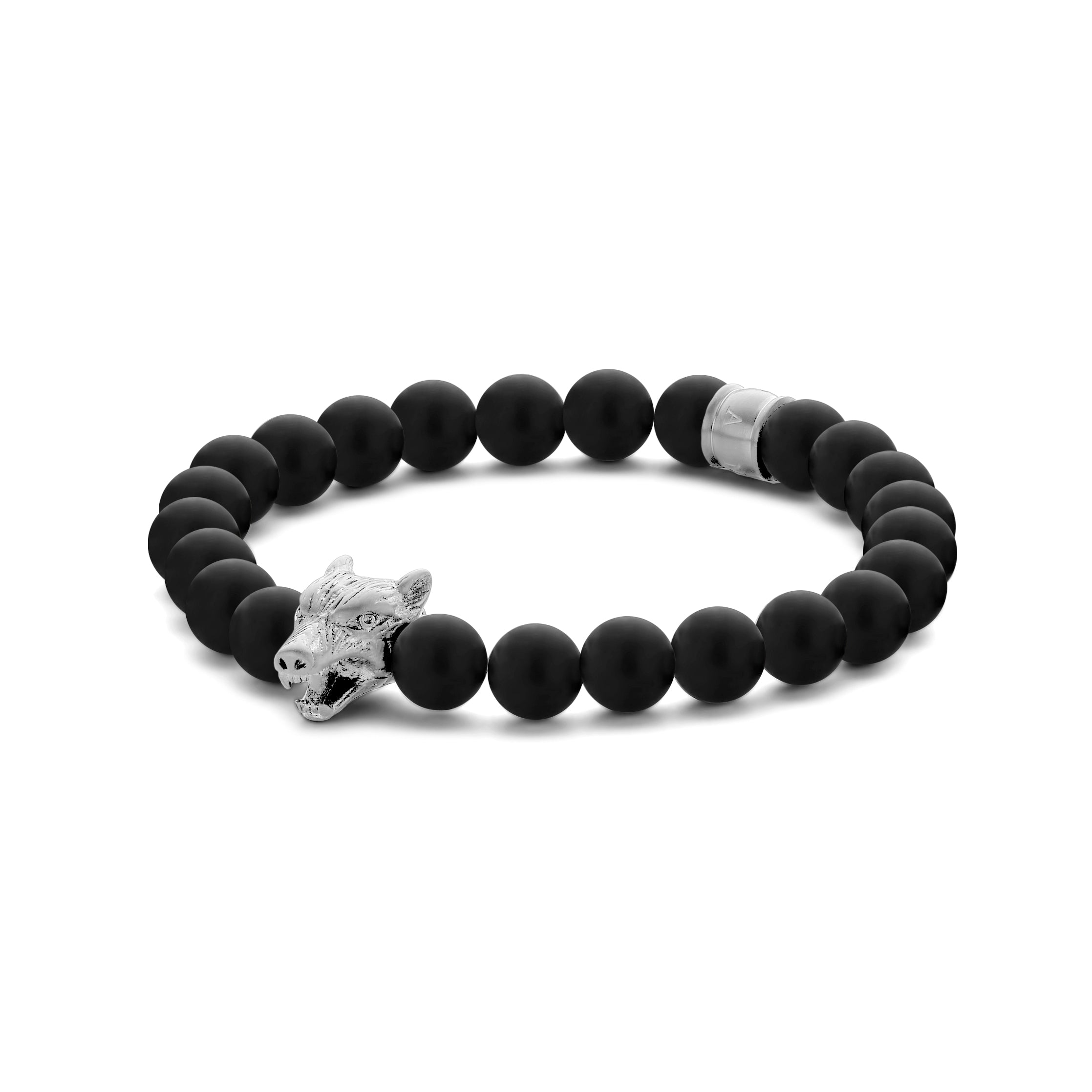 Frank 1967 Wolf Head bratara agat negru cap lup