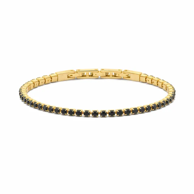 Frank 1967 bratara tennis neagra aurie zirconia 3MM