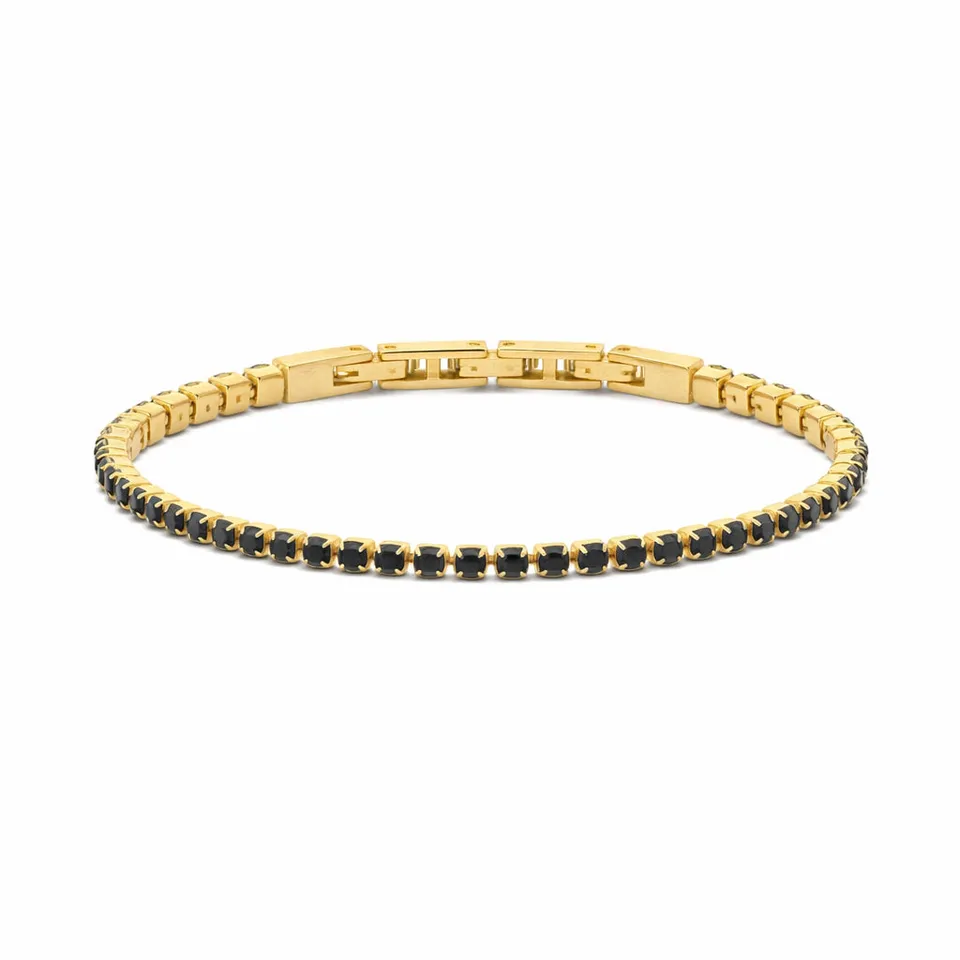 Frank 1967 bratara tennis neagra aurie zirconia 3MM