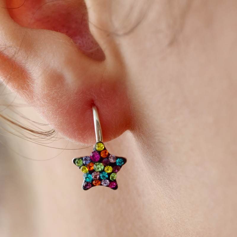 Margeluta.dincristal cercei Little Star Steluta argint 925