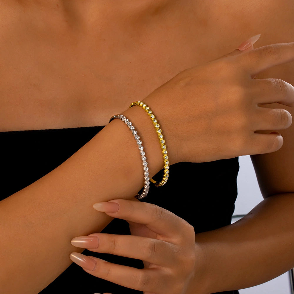 Rafini Glam Circle Gold brățară placată aur 18K reglabilă
