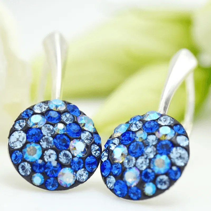 Margeluta.dincristal Chaton Regal Majestic Blue cercei argint 925