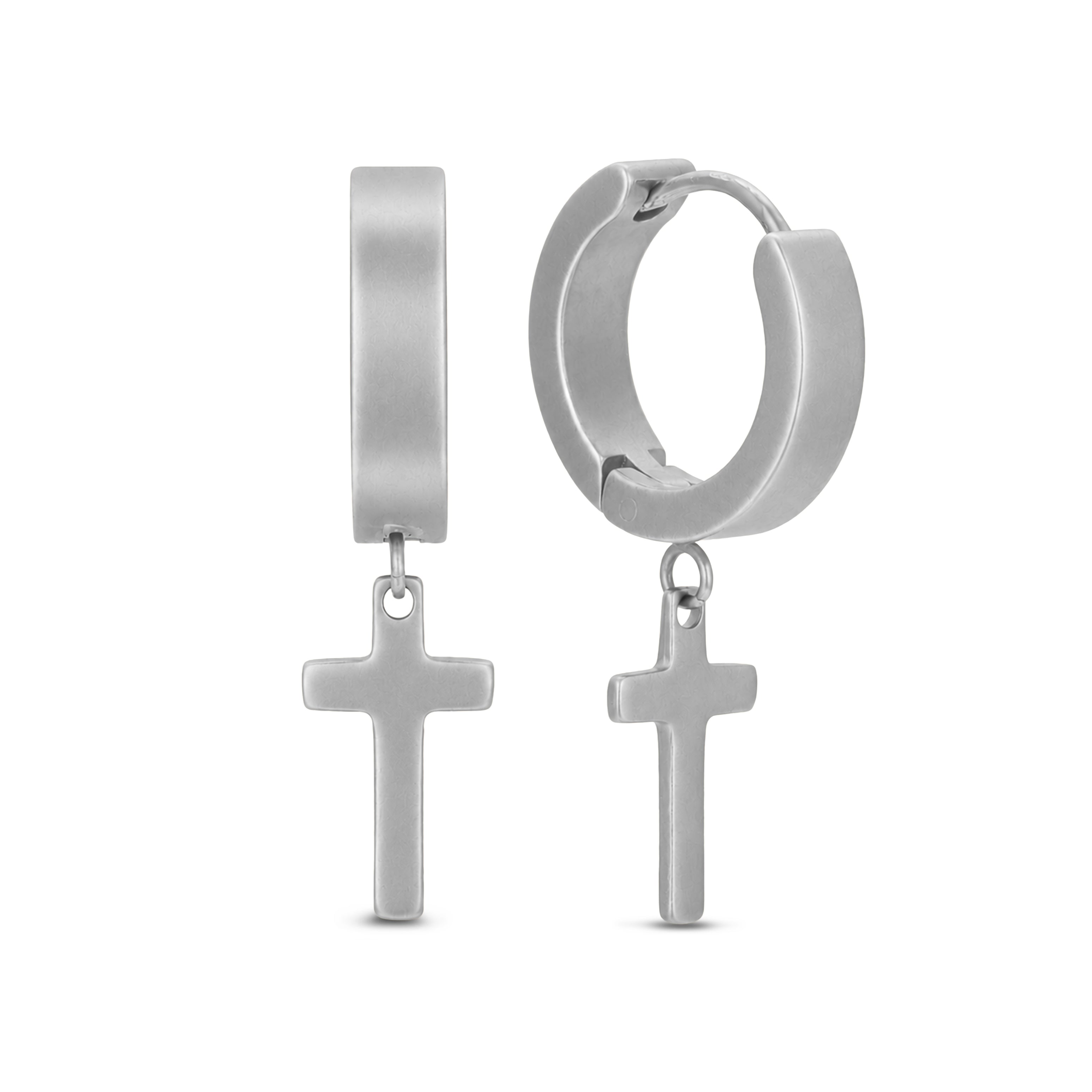 Frank 1967 Cross Pendant cercei rotunzi negri oțel
