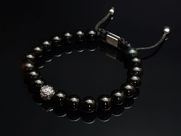 Dualstax Obsidian Argint bratara obsidian negru 8mm