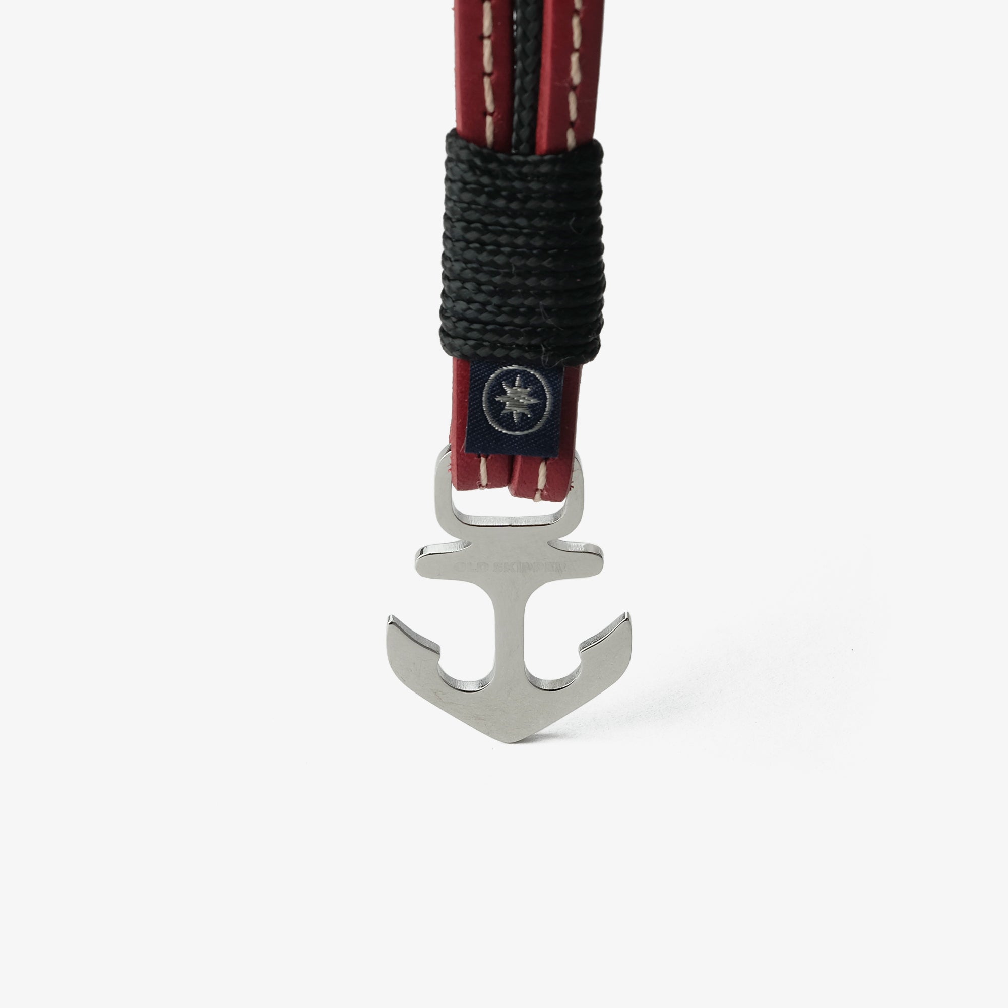Old Skipper Dusk Serenade bratara piele ancora bordeaux-negru