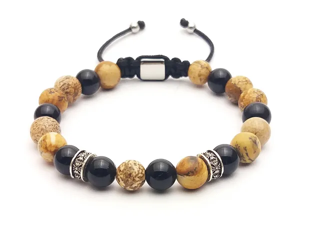 Dualstax Bratara Sandstone Onix Argint Cruce