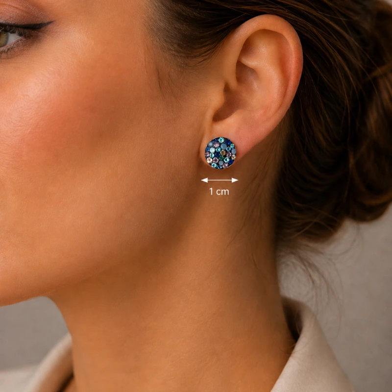 Margeluta.dincristal Chaton Ball cercei argint 925 blue opal