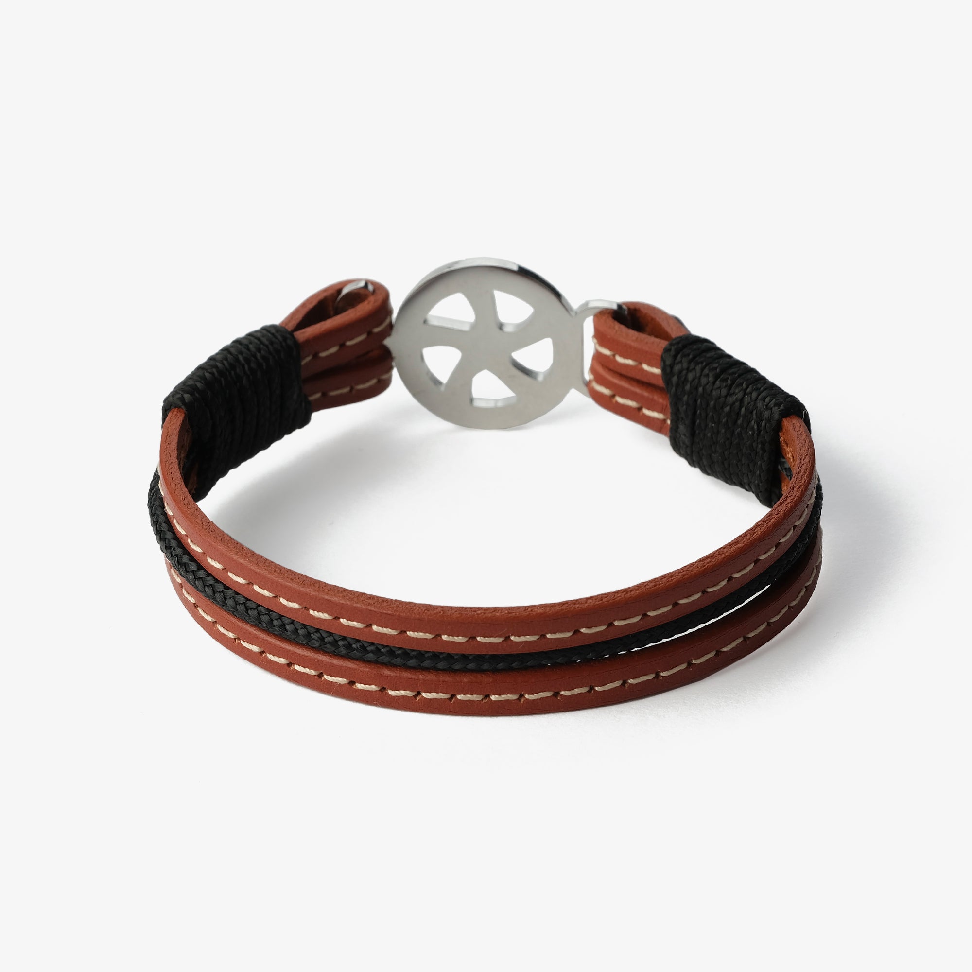 Old Skipper Earth Embrace bratara piele maro-negru
